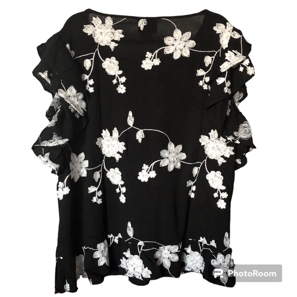 Anthropologie Liv Los Angeles Flutter Sleeve Embroidered Boho Cottagecore Top - Picture 6 of 17
